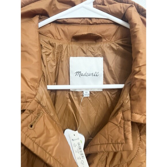 Madewell Air Puff Quilted Shirt Jacket Warm Coffee Rust Orange XL New NWT Coat - Picture 9 of 14